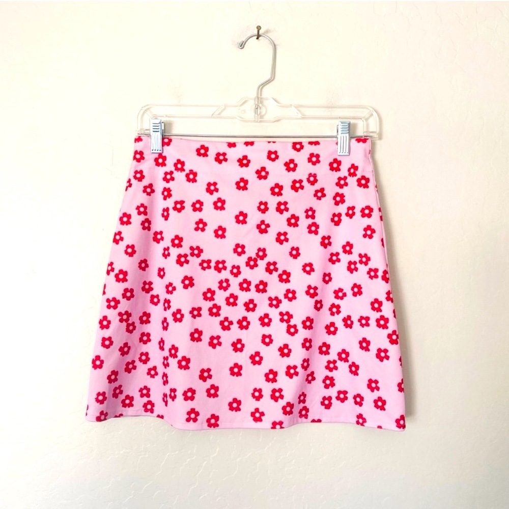 Pink Floral High Waist Y2K Mini Skirt